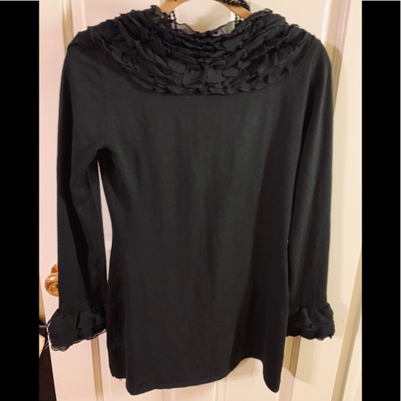 Boston Proper Black Ruffled Front/cuffs Sweater xs - Picture 5 of 8
